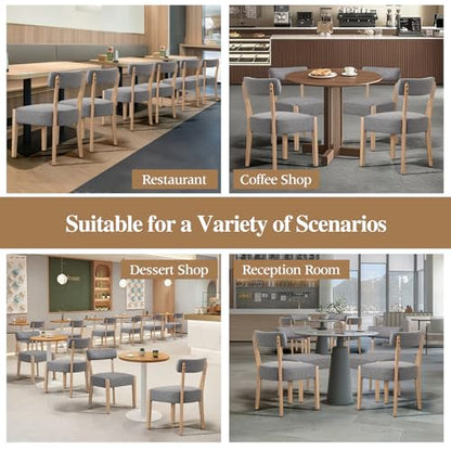 ZJhome Dining Chairs Set of 2,Mid Century Modern Dining Chair Set - Linen Upholstered Low Back Kitchen & Dining Room Chairs with Woven Design,Grey Fabric - color: Grey Fabric, size: Set of 2