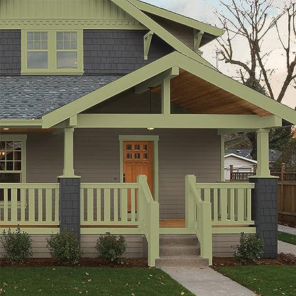 Glidden Total Exterior Paint & Primer All-in-One, Dill/Green, Semi-Gloss, 1 Gallon - color: Dill, size: 128 Fl Oz (Pack of 1)