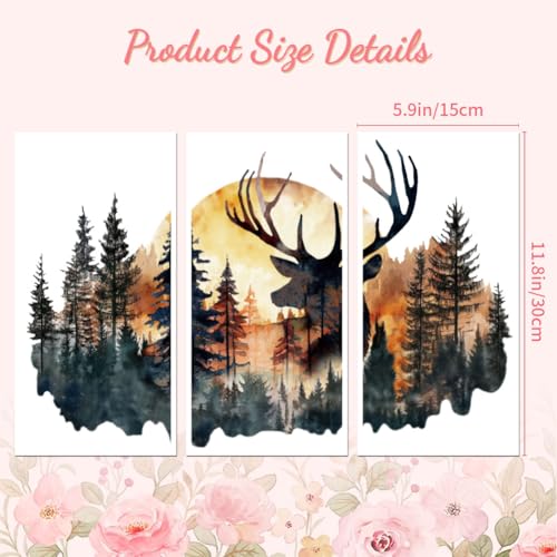 Peacoblue Deer Head and Forest Rub On Transfers for Furniture Craft 6"x12" - style: Deer Head and Forest