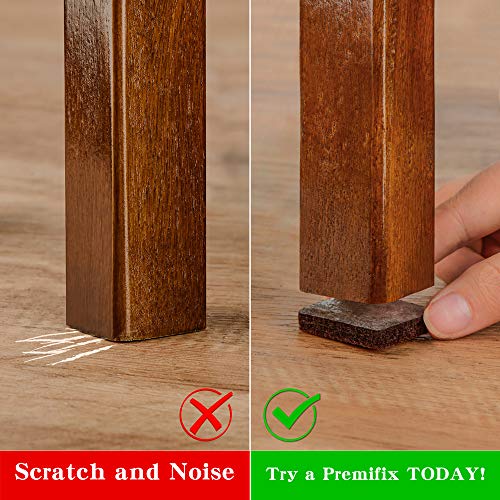 Square Felt Pads for Chair Legs, Square Felt Furniture Pads 1 inch 96 Pieces Pack Brown, Furniture Pads for Hardwood Floor 5mm Thick - size: 96pcs Square