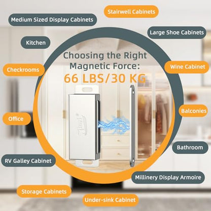 Cabinet Door Magnets Jiayi 2 Pack Kitchen Door Closure 66lbs Magnetic Catch Heavy Duty Drawer Magnets for Cupboard Closure Latches Lock - size: 66 lb (2 Pack) - Silver