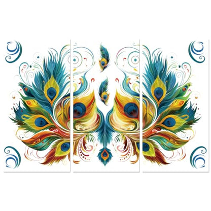Peacoblue Peacock Feathers Rub On Transfers for Furniture Craft 6"x12" - style: Vintage Peacock Feathers