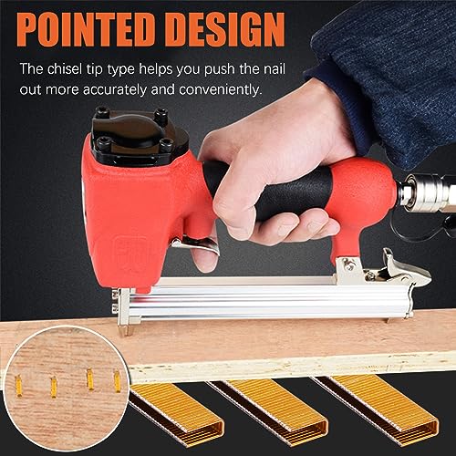 Tanstic 2000Pcs 18 Gauge 1/4" Narrow Crown Staples Kit, 1/2" Heavy Duty Galvanized Narrow Crown Finish Staples for Pneumatic Electric Stapler (Gold)