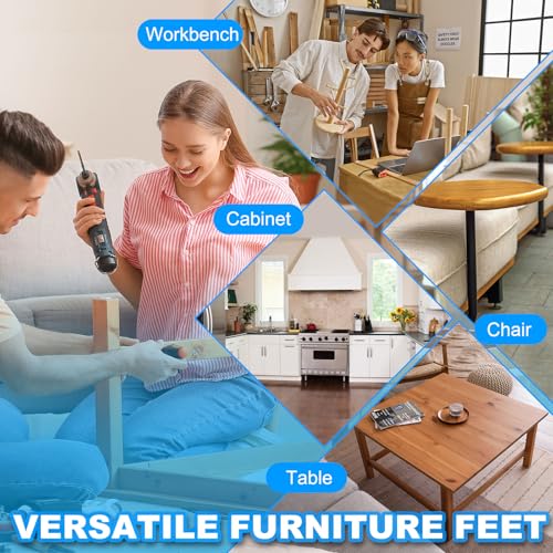 PATIKIL Furniture Leveling Feet 2.4" Dia Base M12 Thread, 4 Pcs Carbon Steel Adjustable Threaded Furniture Levelers Screw on Leg Leveler with Pads for Desk Chair, Black - color: Black, size: D60*M12*L60