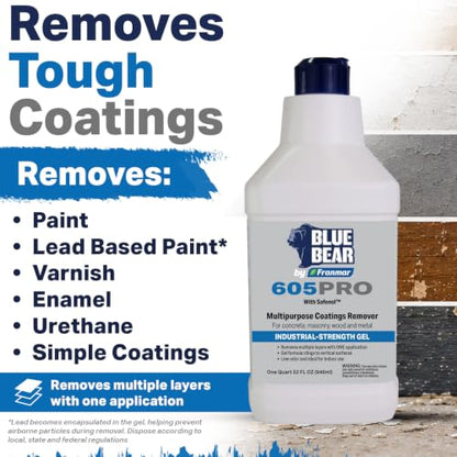Blue Bear 605 Pro Coating Removal -Quart (32oz), with Safenol