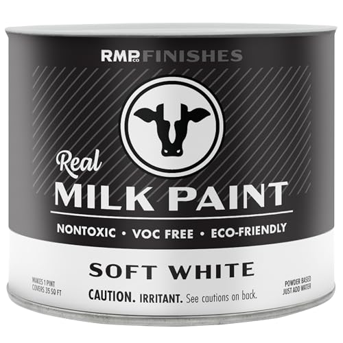 RMP Finishes Real Milk Paint Powder for Wood Furniture, Cabinets, Walls, Brick, and Stone, Matte Finish, Water-Based, Organic, Soft White, 1 Pint - color: Soft White, size: 16 Fl Oz (Pack of 1)