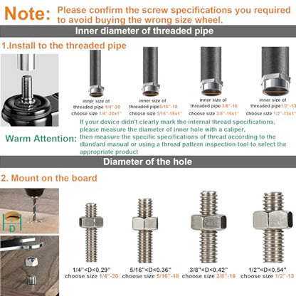 2 Inch Stem Casters 1/2"-13x1 Heavy Duty Threaded Caster Wheels Set of 4 - color: Black, size: 2in(1/2"-13)