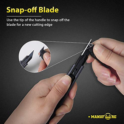 MANUFORE 5pcs 9mm Snap-off Knives with 30-Degree Precision Blade - size: 5pcs black knife