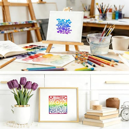 16 Pcs Geometric Texture Stencils Reusable 6×6 Inch Background Stencils for Crafts Plastic Abstract Layering Drawing Templates for DIY Wall Canvas Knit Notebook Card Wood - color: Style C