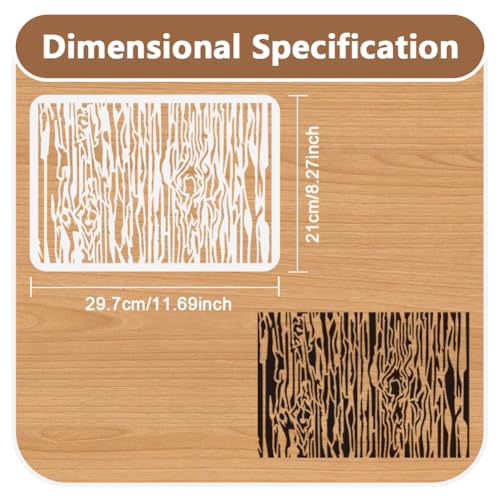 Wood Grain Wall Stencil Template for Painting, 11.7 x 8.3 Inch Reusable Plastic Splicing Faux Wood-Grain Stencil on Wall Floor Tile Fabric Glass Furniture, DIY Home Decor Or Craft - style: Wood Grain