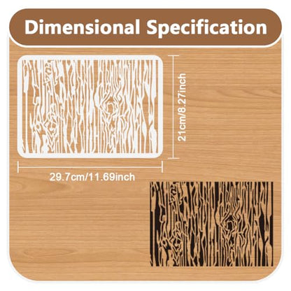 Wood Grain Wall Stencil Template for Painting, 11.7 x 8.3 Inch Reusable Plastic Splicing Faux Wood-Grain Stencil on Wall Floor Tile Fabric Glass Furniture, DIY Home Decor Or Craft - style: Wood Grain