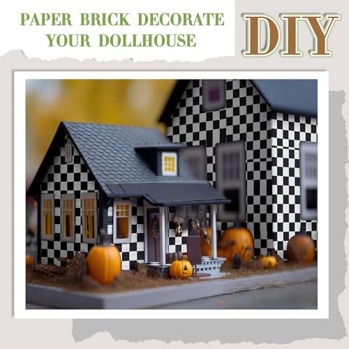 Flutesan 12 Pcs Miniature Dollhouse Wallpaper, Check Pattern - style: Check Pattern