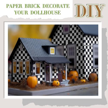 Flutesan 12 Pcs Miniature Dollhouse Wallpaper, Check Pattern - style: Check Pattern