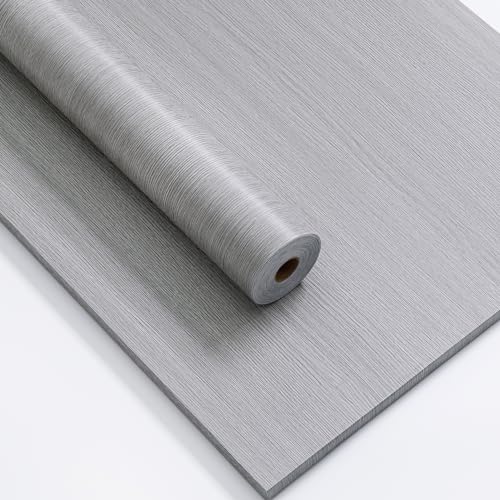 Haimin Wallpaper 24" x 393" Wood Contact Paper Peel and Stick Vinyl Roll - color: Grey (04)