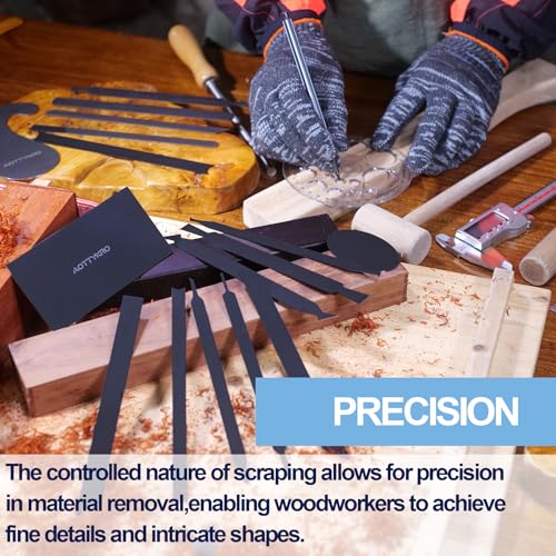 16PCS Cabinet Card Scrapers, High-Strength Blue Spring Steel Woodworking Tools for Engraving, Deburring, Polishing & Contour Sanding - size: Set B