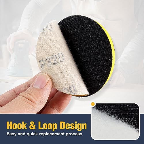S SATC 50PCS 3 Inch Hook and Loop Sanding Disc 320 Grit Sanding Discs for Orbital Sander Aluminum Oxide Sandpaper for Woodworking Automotive Metal - style: 320Grit 50 pack