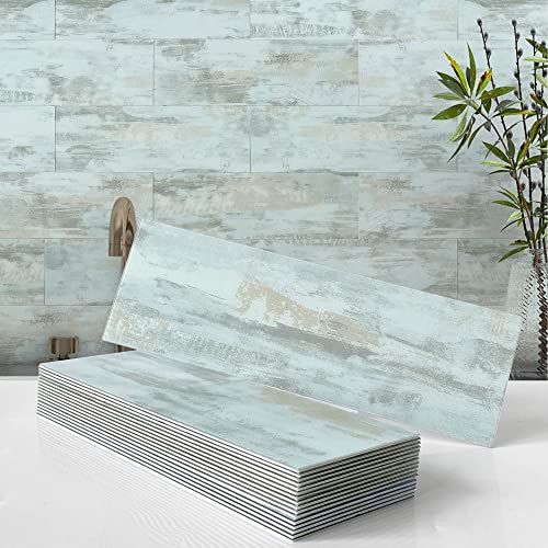 VAOVI Peel and Stick Marble Subway Backsplash Tiles Matte 16pcs Blue - color: Blue Dream