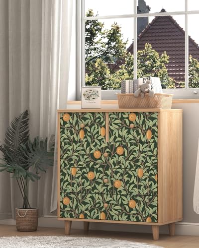 OSECAGE Lemon Peel and Stick Wallpaper Boho Contact Paper 17.3''×78.8'' - color: Dark and Green, size: 17.3" x 78.8"