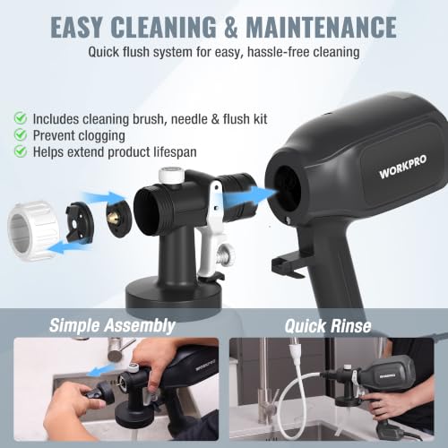 WORKPRO Paint Sprayer, 800W HVLP Spray Gun with 4 Nozzles & 3 Patterns