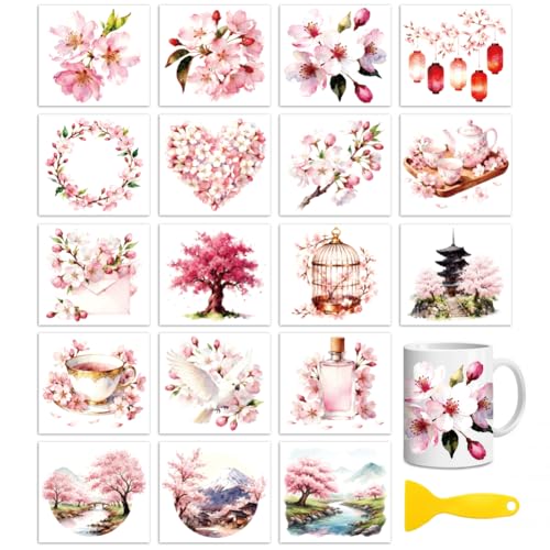 Peacoblue Cherry Blossom Rub On Transfers for Craft, Transfer Sticker - style: Cherry Blossom
