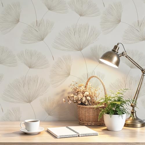 Neutral Botanical Peel and Stick Wallpaper Modern Farmhouse Contact Paper - color: Neutral/Beige, size: 17.3" x 78.7"
