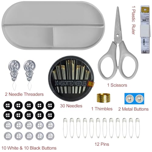 40 Spools of Sewing Thread,Gift Box Portable Basic Sewing Repair Kits (Grey) - color: Gray