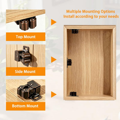 2 Pcs Cabinet Latch with Screws, Double Roller Catch Hardware for Closet Cupboard Doors, Heavy Duty Bronze Finish for Kitchen & Bathroom Cabinets