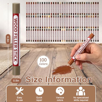 100 Pcs Wood Filler Sticks 100 Colors Wax Crayons - color: Wood Color