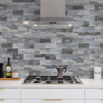 Vamos Tile 100-Pack Peel and Stick Backsplash Tile,3" x 6" PVC Subway Tile - color: Distressed Wood