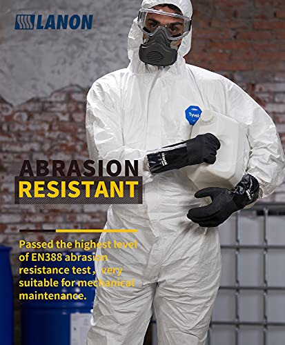 LANON Nitrile Chemical Resistant Gloves with Cotton Liner,Black,XLarge - size: X-Large (Pack of 1)