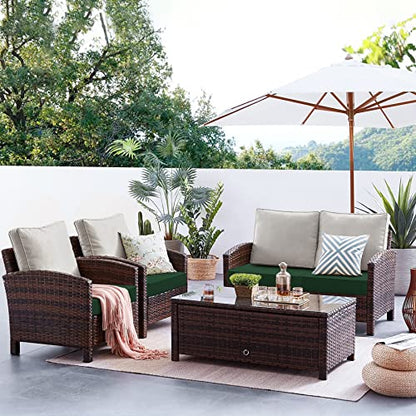 Favoyard Patio Chair Cushions 22 x 22 x 3 Inch Waterproof Outdoor Seat - color: Green, size: 22 x 22 x 3 In