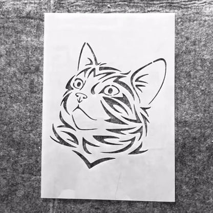 TIAMECH A4 Reusable Cute Cat Stencil for Painting - style: Cute Cat