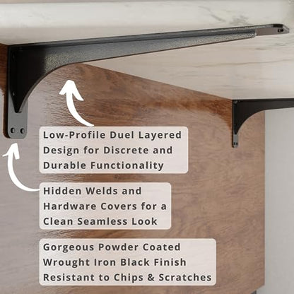 Starby Gladiator Series Solid Heavy Duty Welded 500 Lb Low Profile Granite Countertop Support Shelf Brackets Floating Shelf Discrete Slim 500 LB Capacity (2 Pack) (7" x 21" x 2.5") - size: 7" x 21" x 2.5"