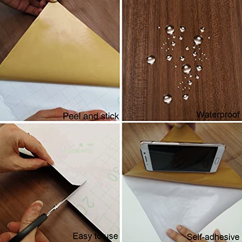 TOTIO 48x197inch Extra Wide Brown Wood Peel and Stick Wallpaper Walnut Textured Contact Paper Warm Brown Wood Grain Vinyl Wrap Matte Thick Waterproof Adhesive Wall Paper Roll Natural Wood Wall Sticker - color: Warm Brown, size: 48" x 197"