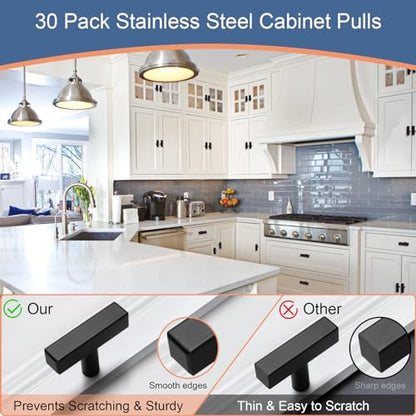 AEEKEL 30 Pack Matte Black Kitchen Cabinet Knobs, 2" Length Drawer Handles - color: Matte Black, size: Single Hole