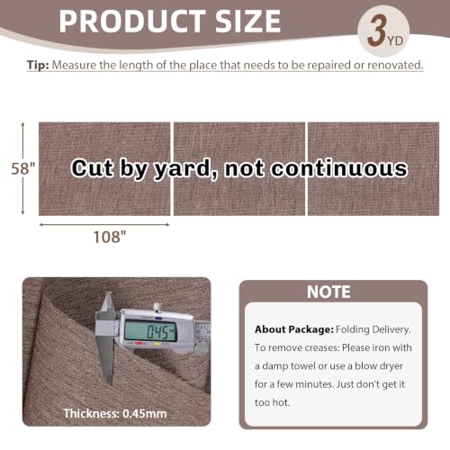 600D Outdoor Upholstery Fabric 58” W Waterproof Canvas Fabric by The Yard - color: Brown, size: 3 yard pre cut