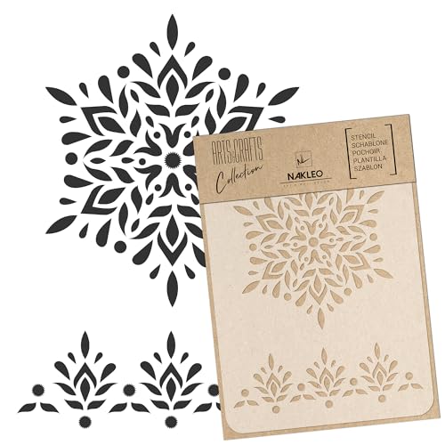 NAKLEO Painting Stencil for Crafts A4 8.3” x 11.8”, Mandala Rangoli Pattern, Reusable Plastic DIY & Scrapbooking Drawing Template, Decoupage Art Home Decor Plaster Concrete, Wall Wood Fabric - color: Mandala #2, size: A4