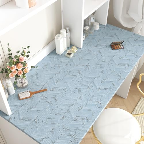 Wallercity Light Blue Twill Grasscloth Peel and Stick Wallpaper Removable Fabric Grass Cloth Wallpaper Self Adhesive Twill Cloth Contact Paper for Cabinets Shelf Waterproof Vinyl Paper 15.8''x78.7'' - color: Light Blue Twill, size: 15.8" x 78.7"