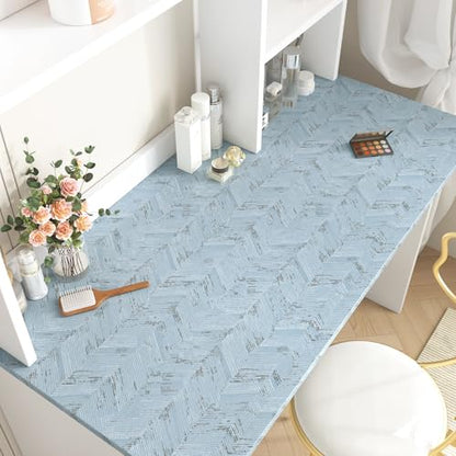 Wallercity Light Blue Twill Grasscloth Peel and Stick Wallpaper Removable Fabric Grass Cloth Wallpaper Self Adhesive Twill Cloth Contact Paper for Cabinets Shelf Waterproof Vinyl Paper 15.8''x78.7'' - color: Light Blue Twill, size: 15.8" x 78.7"