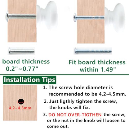 2Pcs Wooden Cabinet Knobs, Wood Dresser Knobs Kitchen Cabinet Knobs Modern Round Knobs for Furniture Dresser Cupboard Drawer Closet Door (White) - color: White