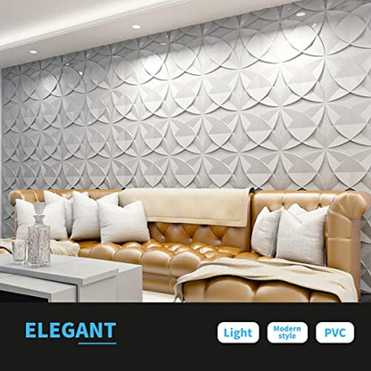 Art3d Waterproof 3D Textured PVC Decorative Wall Panels, 33-Pack, White - color: White