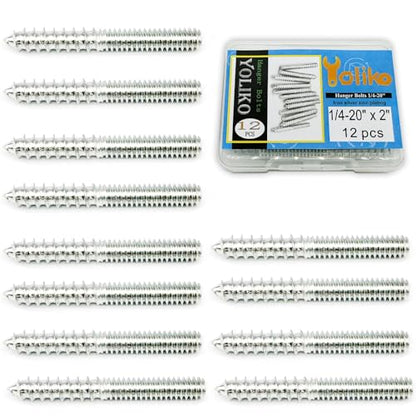 12 Pack 1/4-20 x 2 Inch Silver Hanger Bolts 1/4-20" Double Headed Bolts 1/4 Wood Dowel Screw Self-Tapping Screw Hanger Bolts for Furniture Screws Double Screw Threaded Rods Bolt 50mm Length - size: Silver 1/4-20"x2"-12PCS