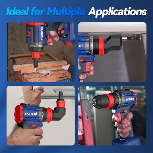 4-in-1 Multi-Head Cordless Drill Set, 440 In-lbs (50N·m) Max TorquePortable Power Drill Driver with 4 Interchangeable Heads, Electric Screwdriver Drill Kit for Home, DIY, Repair and Construction Use