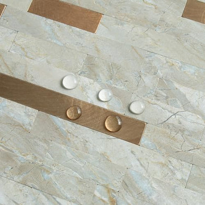 AULIGET 20 Sheets Faux Stone Peel and Stick Backsplash, Light Brown Marble Look PVC Wall Tiles Stick on Backsplash for Kitchen - color: Light Brown, size: 20 Sheets, 6"x12"x0.12"
