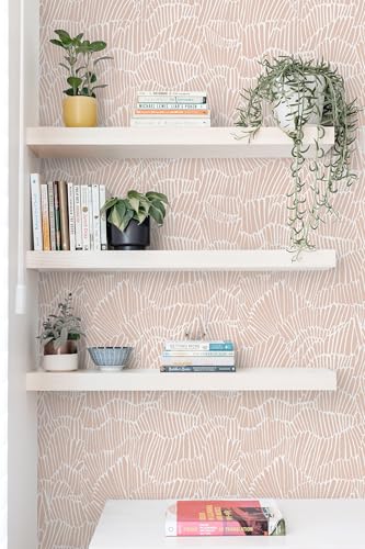 Guvana Pink Wallpaper Peel and Stick Modern Light Pink and White Wall Paper - color: Pink and White, size: 17.3" x 78.7"