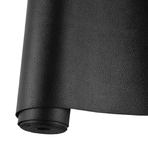 Faux Leather Sheets,Marine Vinyl Fabric,Faux Leather for Crafts. - color: Black, size: 1 Yard