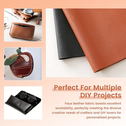 KUUP Lychee PU Faux Leather Fabric Sheets, 54" x 12", 0.8mm Thick - color: Brown Litchi, size: 12 IN