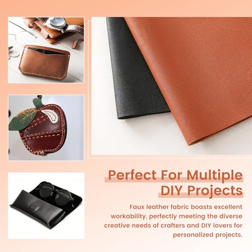 KUUP Lychee PU Faux Leather Fabric Sheets, 1 Yard 54" x 36", 0.8mm Thick - color: Brown Litchi, size: 1 yard