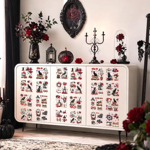 Halloween Rub on Transfers for Crafts and Furniture Gothic Rose Stickers - style: Gothic Rose