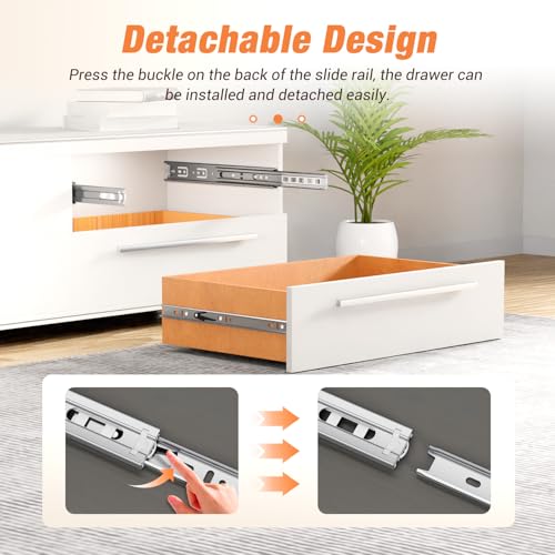 Drawer Slides Ball Bearing 3 Folds Full Extension Side Mount Cabinet Runners Glides Rails Track 100 Lbs Load 10 12 14 16 18 20 22 24 Inch Silver (Silver-Basic- 1 Pr,10 Inch) - color: Silver-Basic, size: 10 Inch